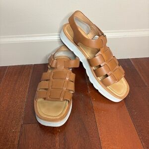 Madewell sz 8 Leather Fisherman Flatform Sandal English Saddle Brown Platform